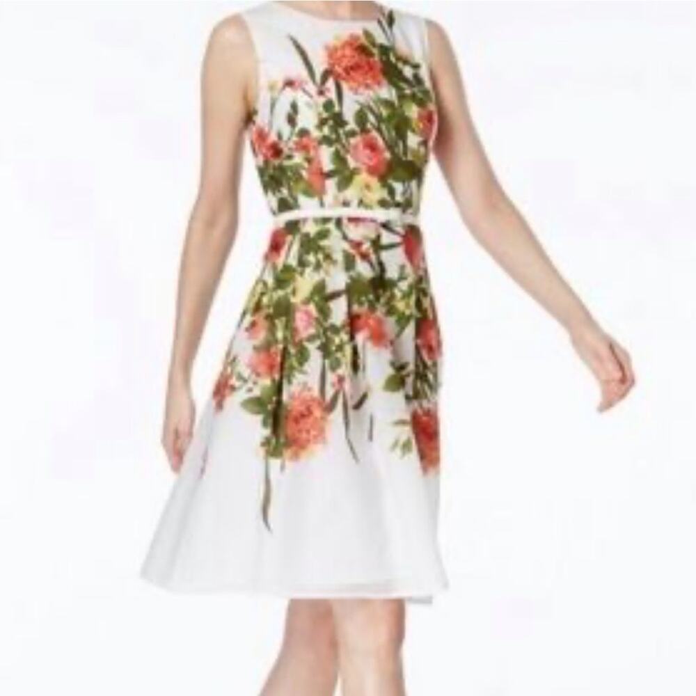 Tommy Hilfiger Women's Floral-Print Belted Fit & Flare Dress 12 INVR3